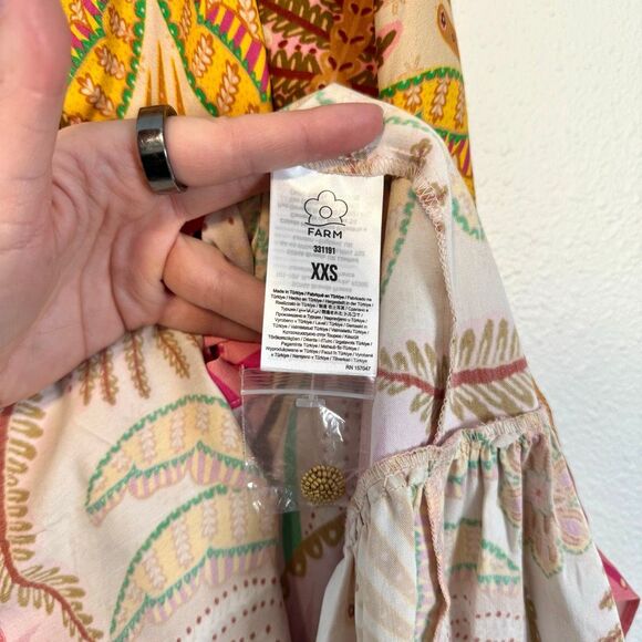 Farm Rio Palm Scarf Sand Mini Dress Size XXS - Picture 8 of 15